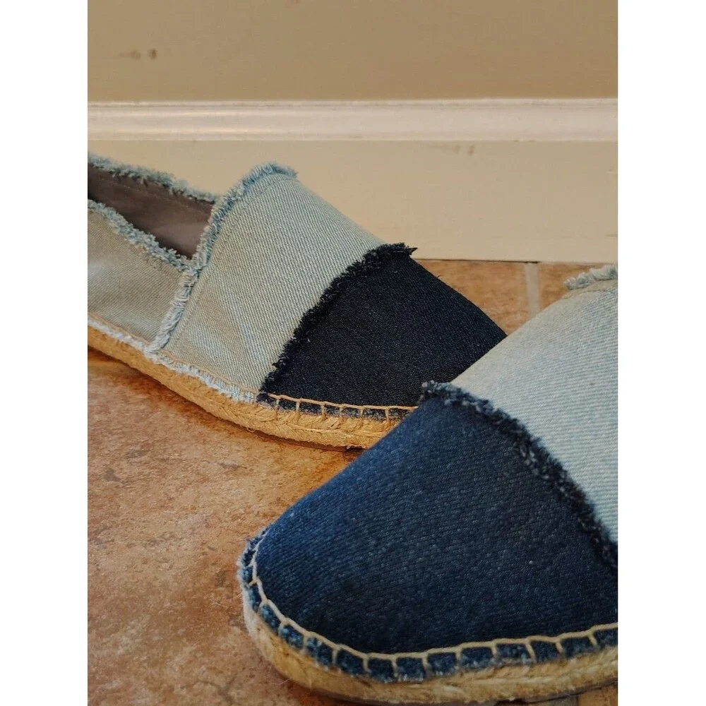 NWT Talbots Izzy Frayed Denim Boho Flat Espadrilles